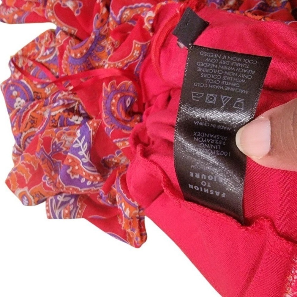 Fashion To Figure Red Paisley Halter Maxi Dress Plus Size 3 High Slit Gown - Picture 7 of 7